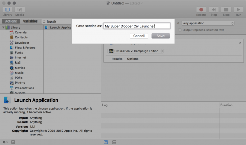 OS X Automator: Name service