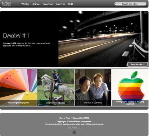 screen capture of the home page of urbanmainframe.com circa October, 2009